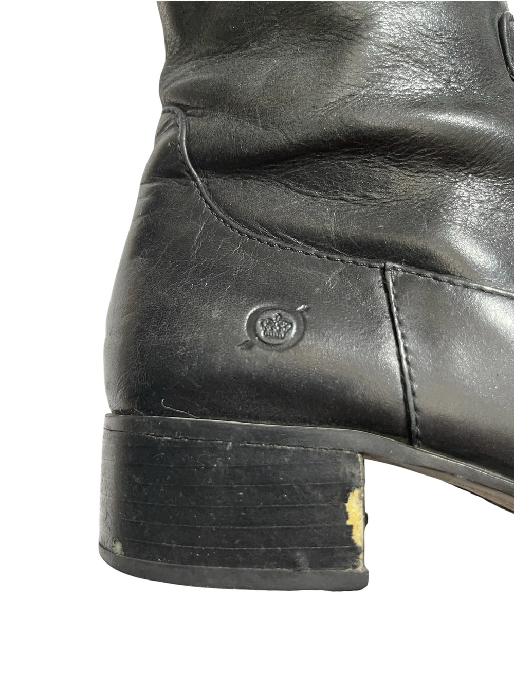 Born Black Leather Knee Boots 6.5 Side Zip Comfort - Picture 8 of 12